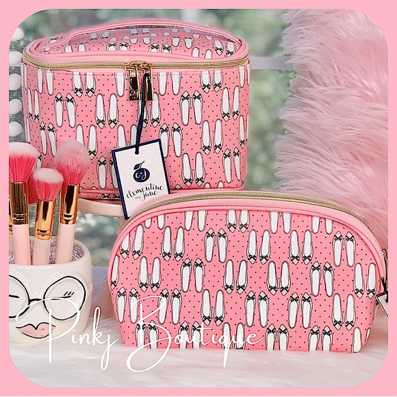 Clementine & Jane Bags Clementine Jane Cj Pink Makeup Train Case Cosmetic Bags Bundle Poshmark
